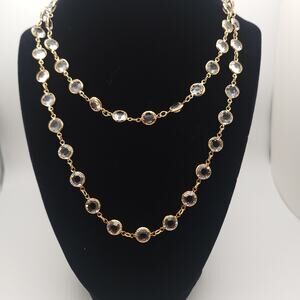Vintage Swarovski Type Clear Crystal & Gold-Tone Necklace